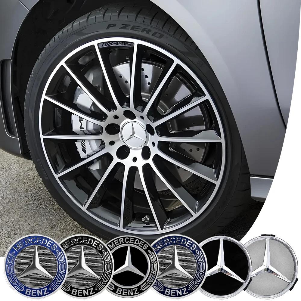 4Pcs 75mm Car Wheel Center Hub Caps Cover Badge Accessories for Mercedes Benz B/C/E/S Class A Class C200L GLC GLK CLA GLA GLE GL CT1
