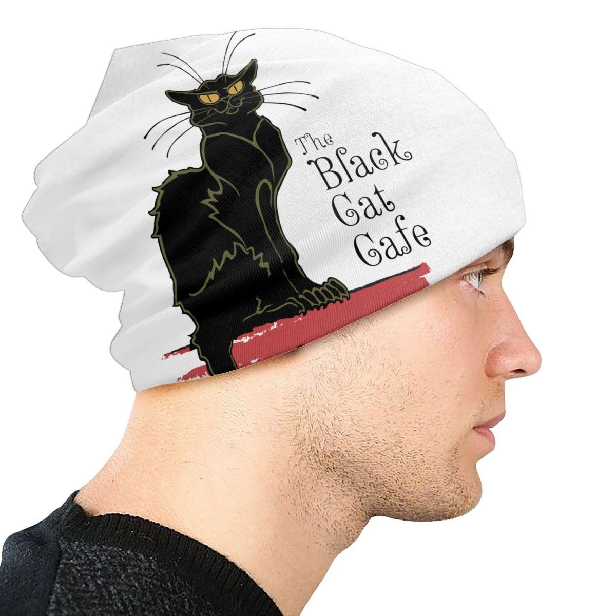 Черная кошка кафе Skullies шапочки шапки унисекс зимняя теплая вязаная шапка унисекс — фото 5