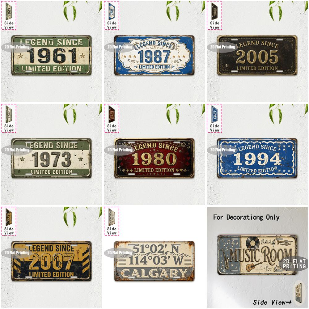 Tin Sign - Vintage Durable Metal Plaque Wall Decor, Home Office Bar Man Cave Music Room City Coordinate Birth Year License Pla