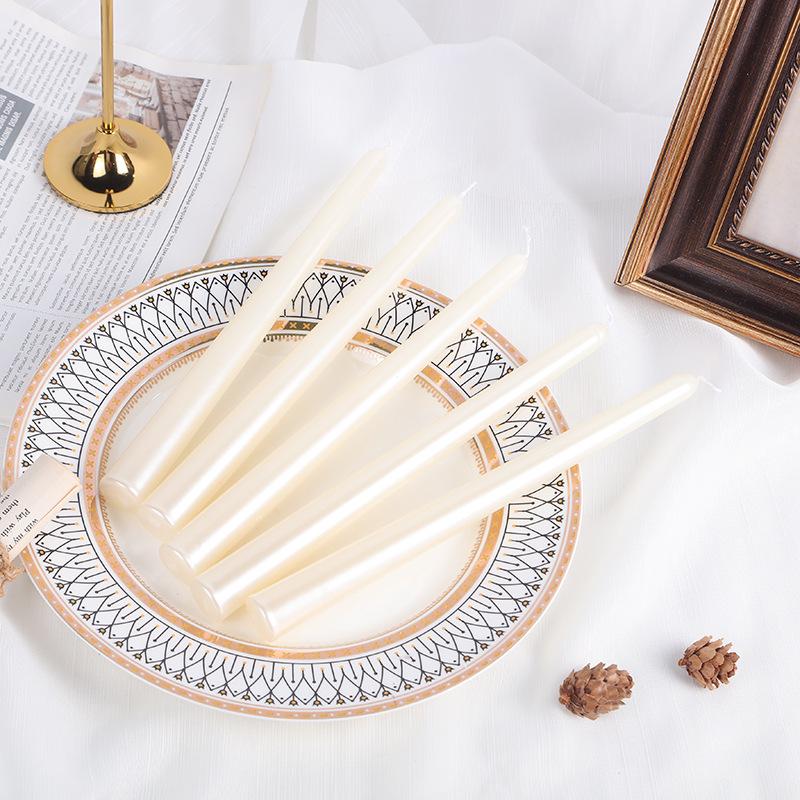European Classic Electroplated Tapered Long Rod Candle Romantic Wedding Candlelight Dinner Odorless Color Rod Wax
