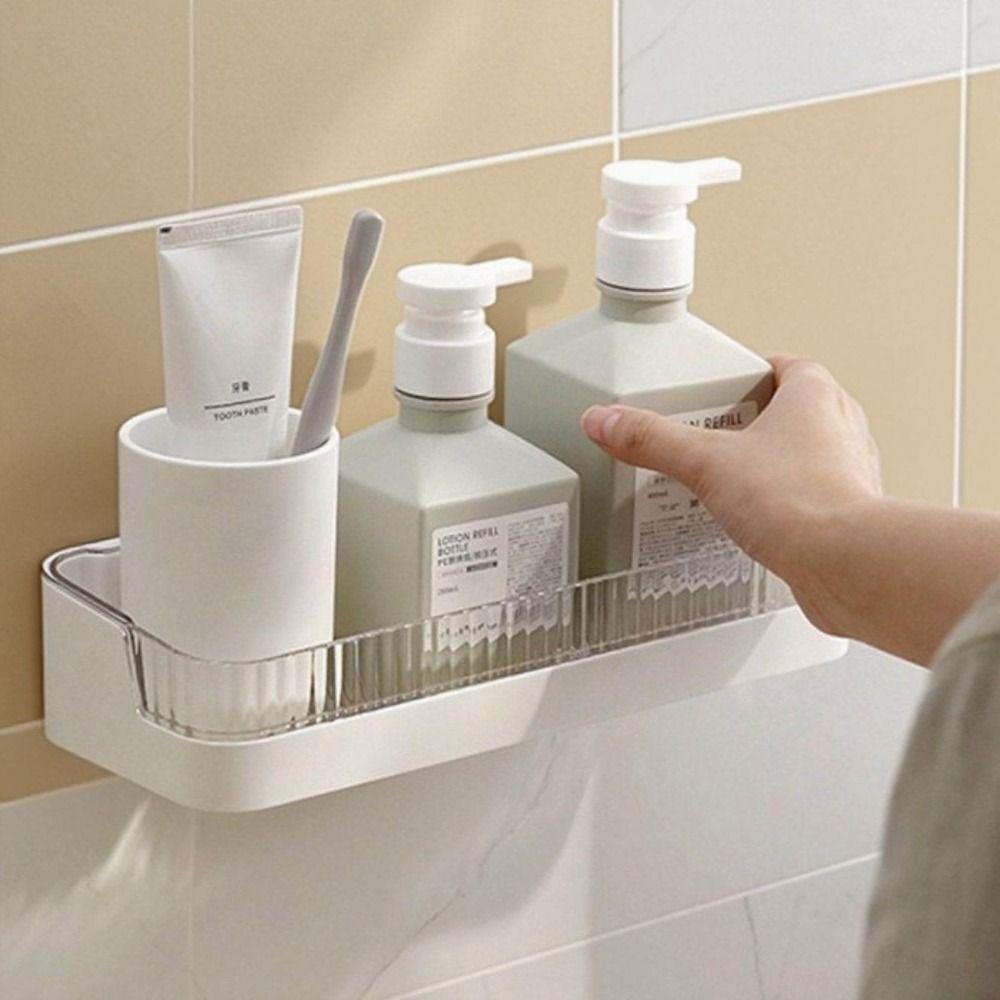 Plastic Bathroom Storage Rack Wall Mounted Bathroom Shelf Toiletries Holder  Shower