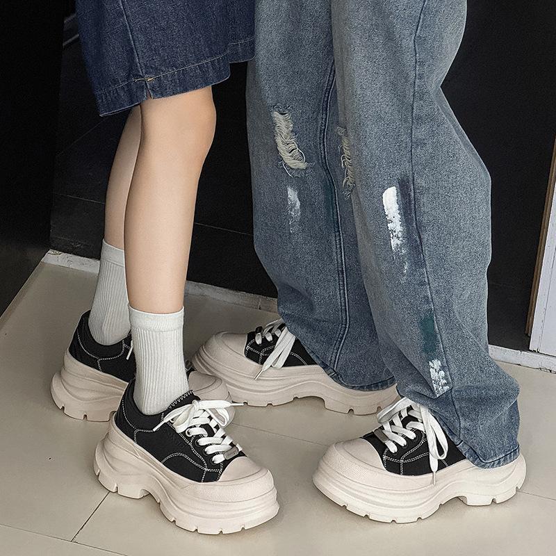 Neue dicke Sohle erhöhte leichte lässige Dad-Schuhe atmungsaktive Canvas-Schuhe trendige Schuhe