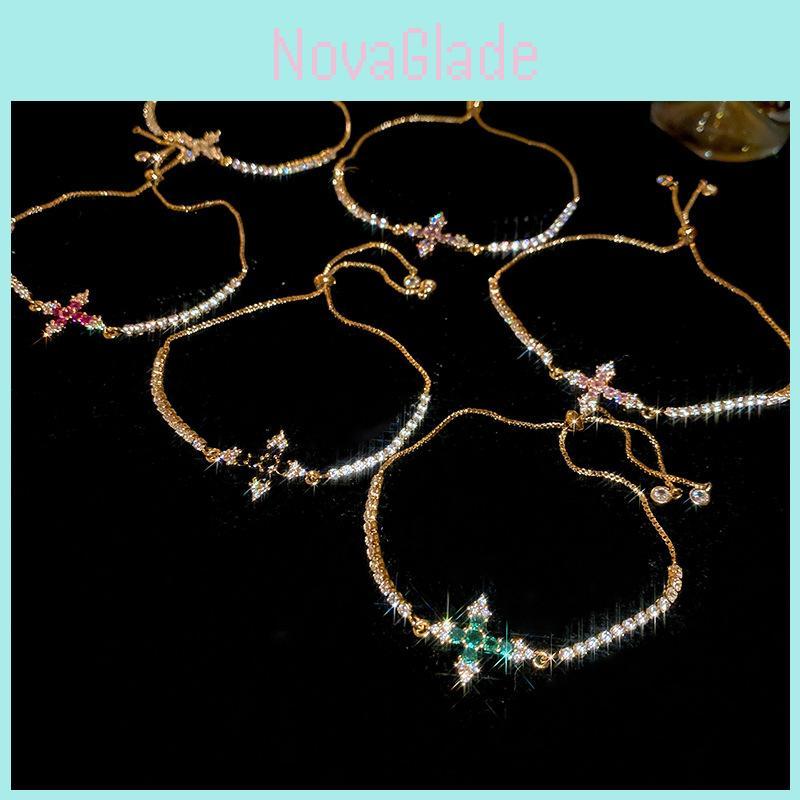 Cross Pendant Bracelet With Cubic Zirconia For Womens Fashion Accessory Gift