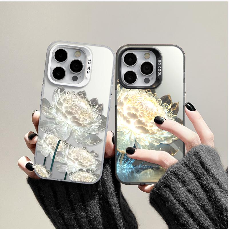 Luxury Lotus Flower Electroplate Case For OPPO A5 A3 A6 PRO A60 A79 A18 A38 A78 A74 A94 A58 A3X A40 A5X A6X RENO 5F 5 6 Lite 8 7