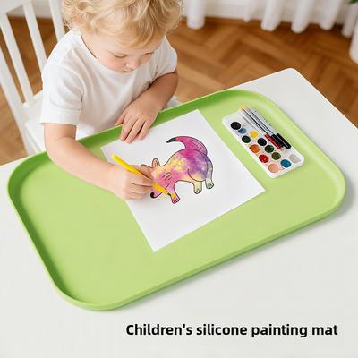Children's Placemat Kitchen Waterproof Countertop Mat Coffee Machine Mat with Lip Multifunctional Silicone Pet Feeding Mat
