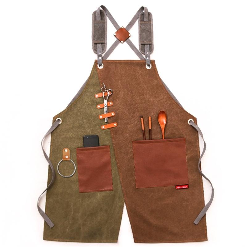 Canvas Work Apron Heavy Duty Material with Adjustable Straps Perfect for Woodworking Painting, and Crafts