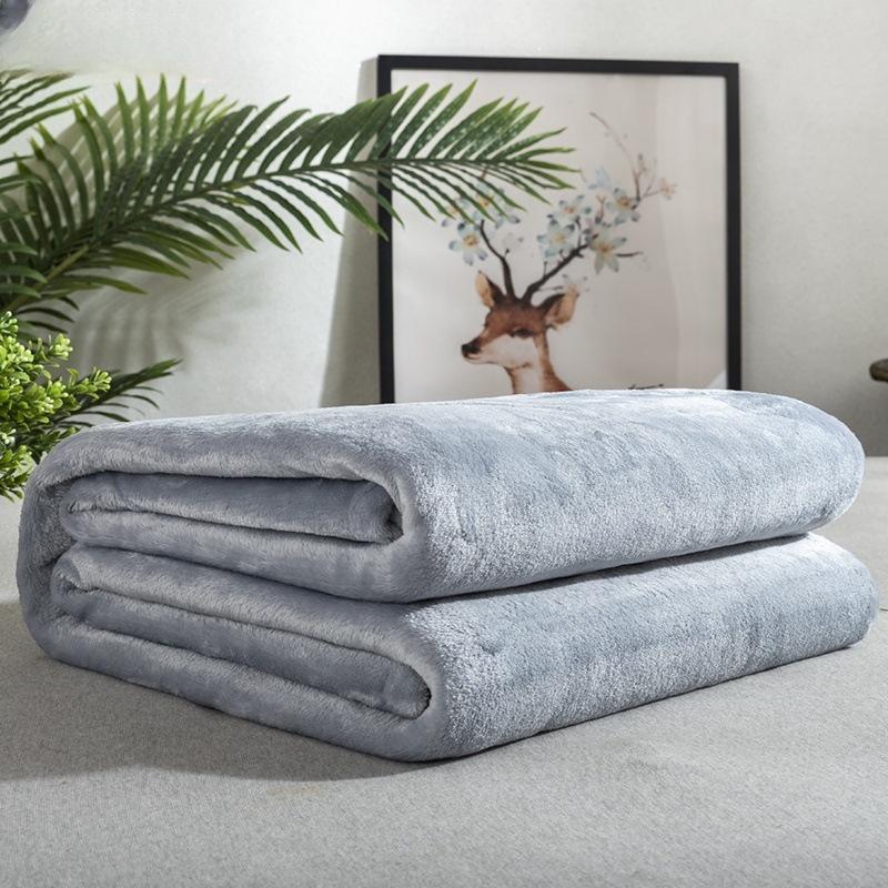 Solid Color Flannel Coral Fleece Blanket - Perfect for Naps, Air Conditioning, or as a Gift