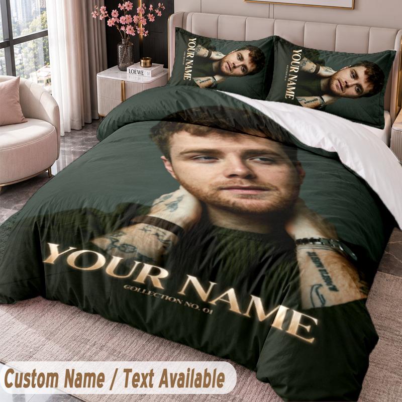 Custom Name Text 3Pcs Bedding Set Alex Warren Duvet Cover And Two Pillowcases