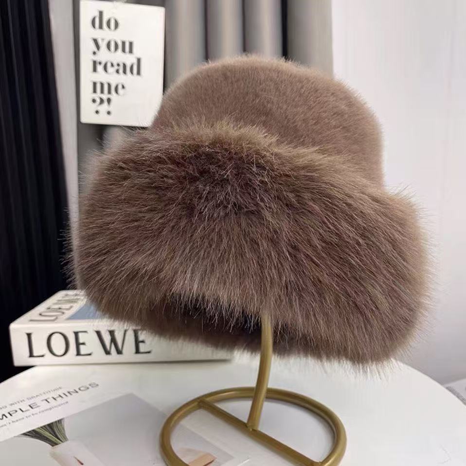 Neue High-End-Plüschmütze für großen Kopfumfang, winterlich warme, flauschige Mütze