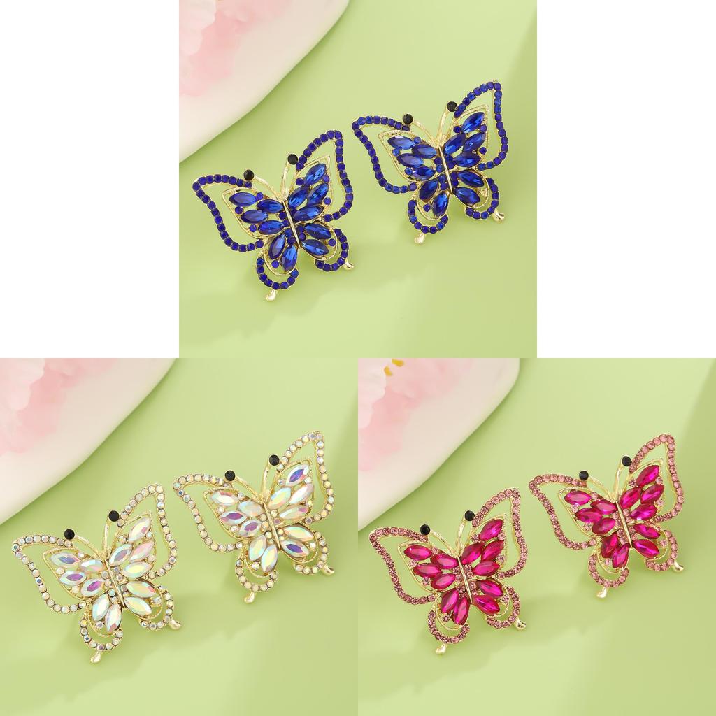 Korean Style Fashion Butterfly Jewelry With Dazzling Rhinestones For Casual Wear