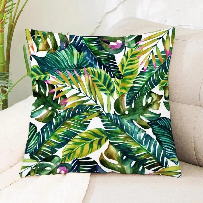 Bedroom Decorative Pillows Tropical Plant Leaves Printed Cushion Covers Home Living Room Sofa