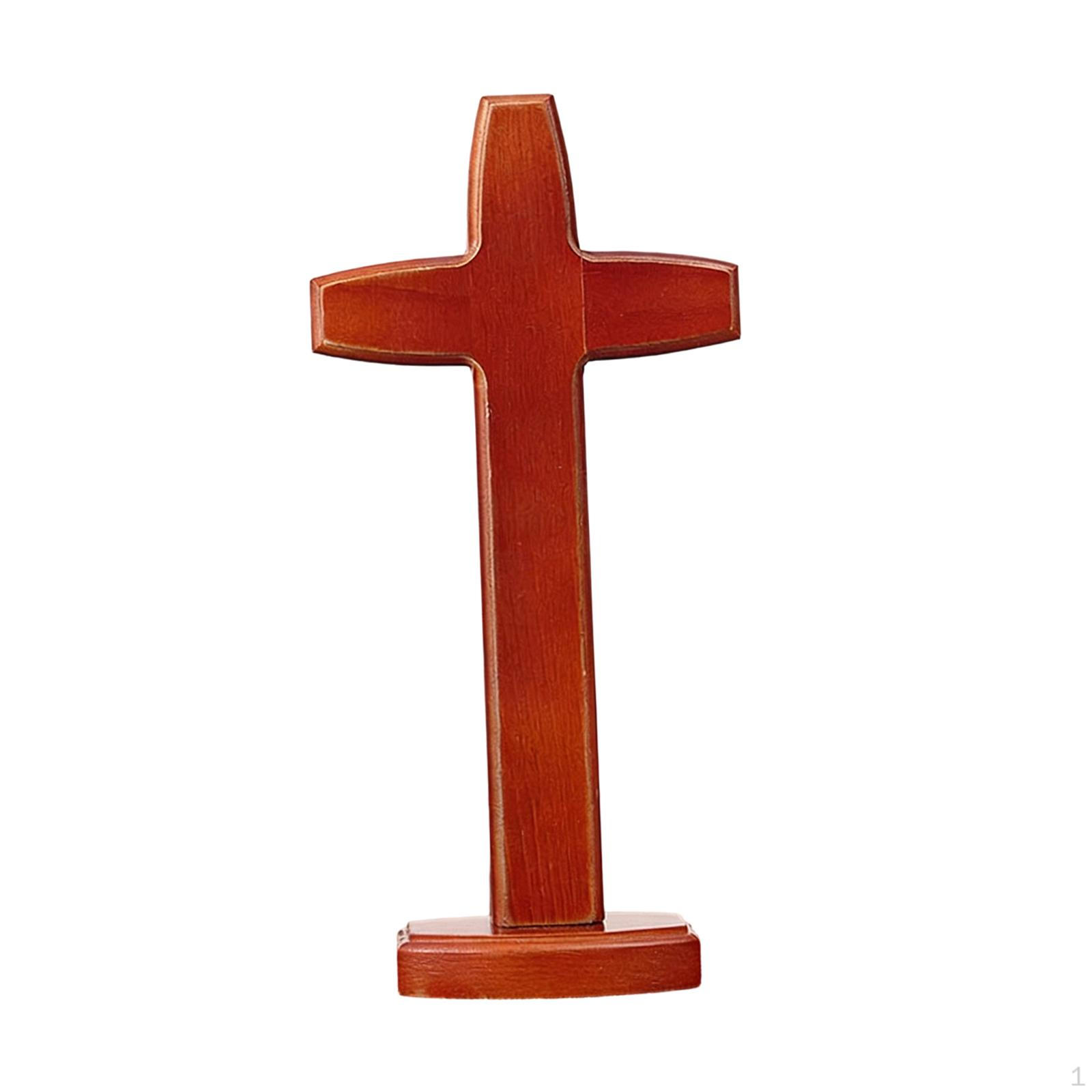 

Wooden Standing Cross Decorative Religious Gift for Desk Christmas Office