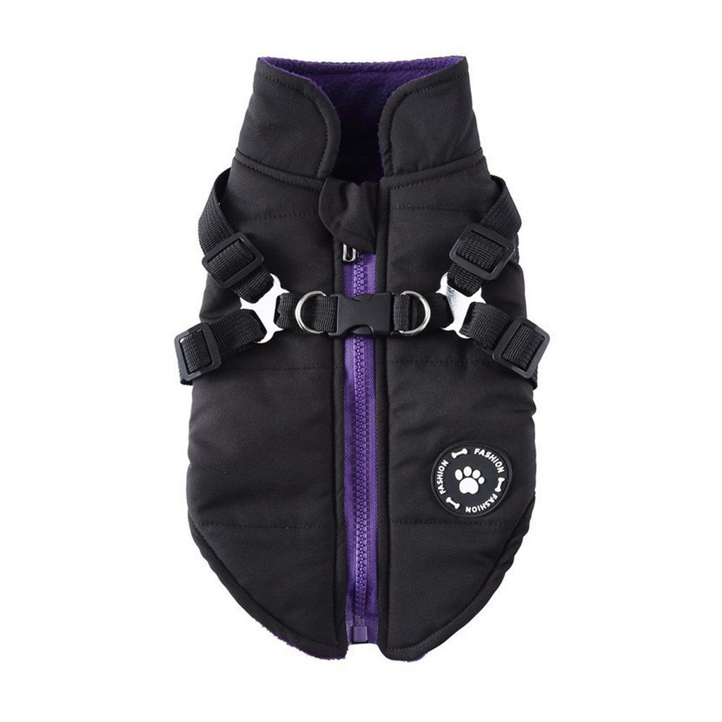 Winter Dog Vest With Integrated  No Pull Waterproof Warm Fleece Back Zipper For Small Medium Dog