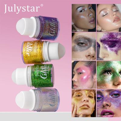 8Color Rolling Ball Glitter Gel Stage Makeup Sequins Shimmer Powder Body Face Brightening Eyeshadow Sparkling Liquid Highlighter