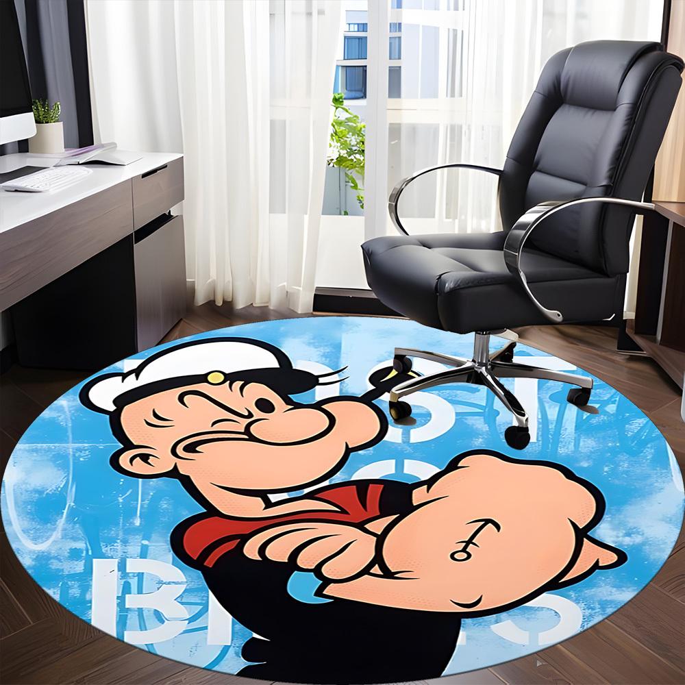 1pc Popeye Sailor Office Round Area Rug, Under Office Chairs Bedroom Living Room Home Decor, Room Deco