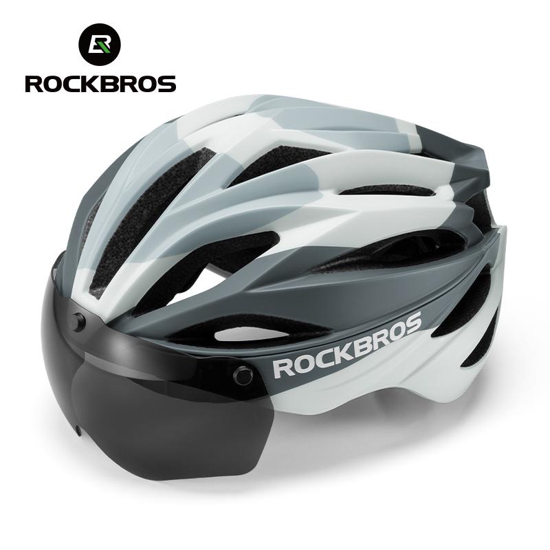 ROCKBROS Fahrradhelm 58-62cm Verstellbar Magnetische Brille Integrierter Fahrrad-Sicherheitshelm Herren Fahrradhelm Radsport Kopfbedeckung