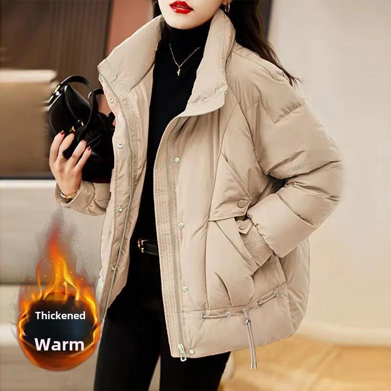 

Женская укороченная зимняя модная куртка-коуч с хлопковым утеплителем, свободного кроя, приталенная, утолщенная, теплая, хлопковое пальто XS хаки