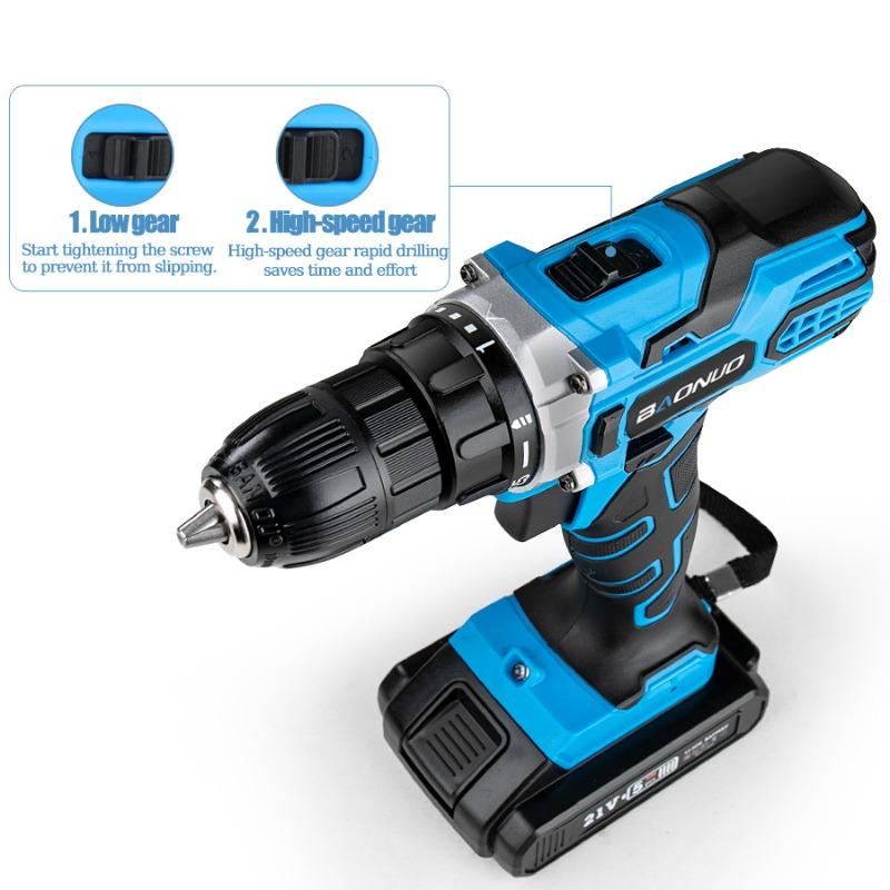 21V Rechargeable Lithium Battery Impact Drill Handheld Portable Electric Screwdriver Electric Drill Set