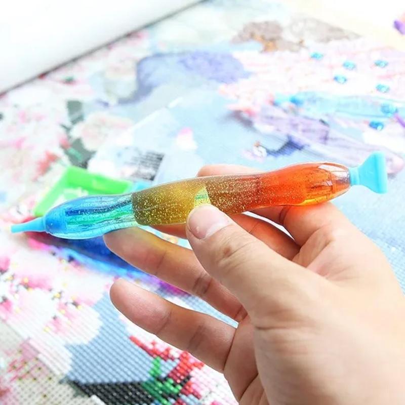 Outil de peinture diamant 5D, stylo à pointe en résine, nouveau stylo de peinture diamant avec conception de fil, Kits de têtes de stylo multi-placeurs
