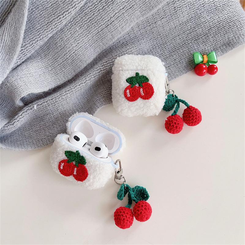 Autumn and Winter Plush Cherry Airpods4 Earphone Cover for Apple Pro2 3rd Generation Bluetooth Protective Case Cute Woman