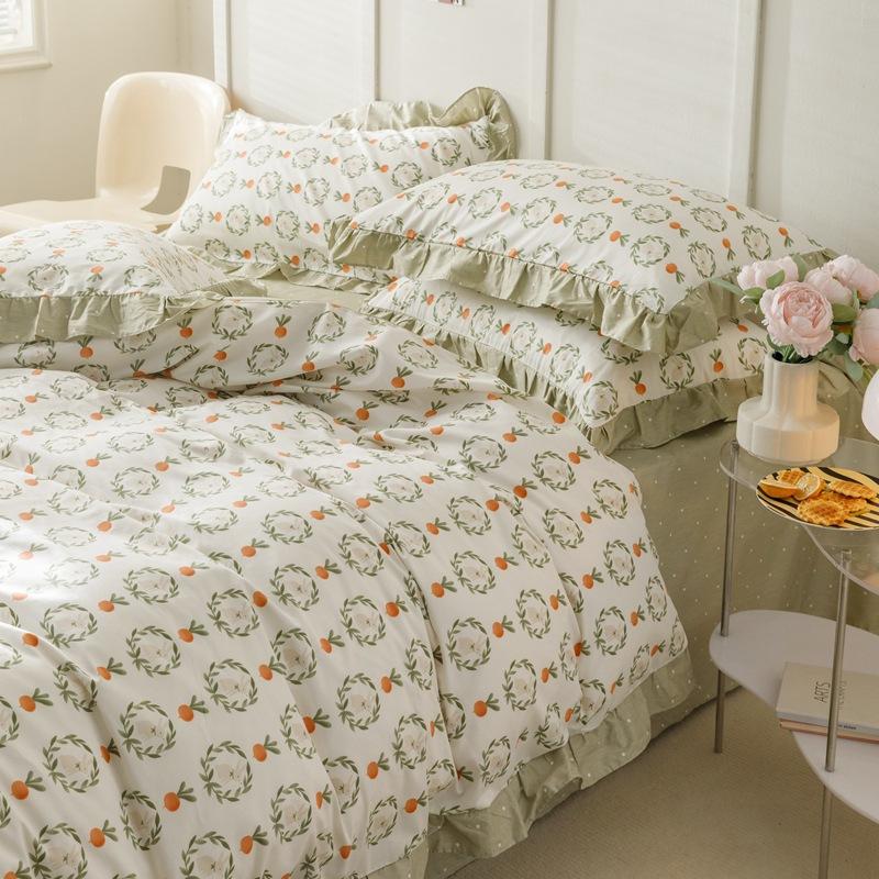 Księżniczka styl kwiatowy czysta bawełna mały świeży czteroczęściowy zestaw koronkowy prześcieradło poszwa na kołdrę prześcieradło z gumką łóżko trzyczęściowa poszwa na kołdrę