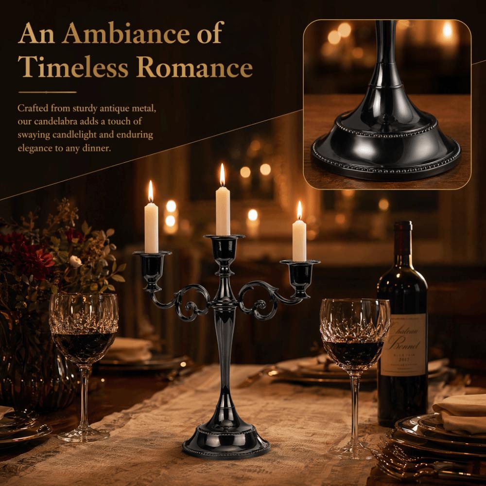 Metal Antique Metal Candle Holder Black Classic Indoor Ornament Hotel Indoor Layout