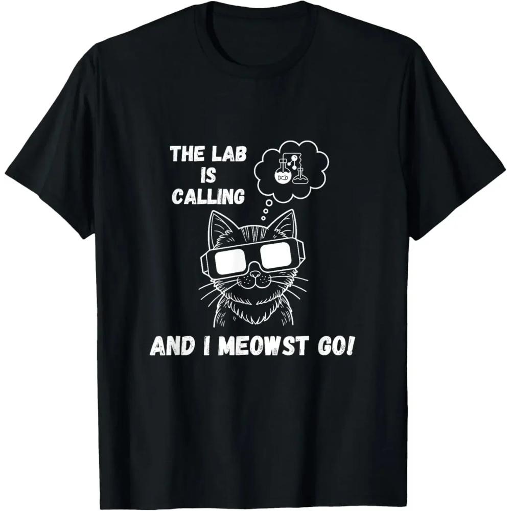 Funny Chemistry T-Shirt Humor Science Teacher Cat Pun Graphic T-Shirt Vintage Streetwear Crew Neck T-Shirt