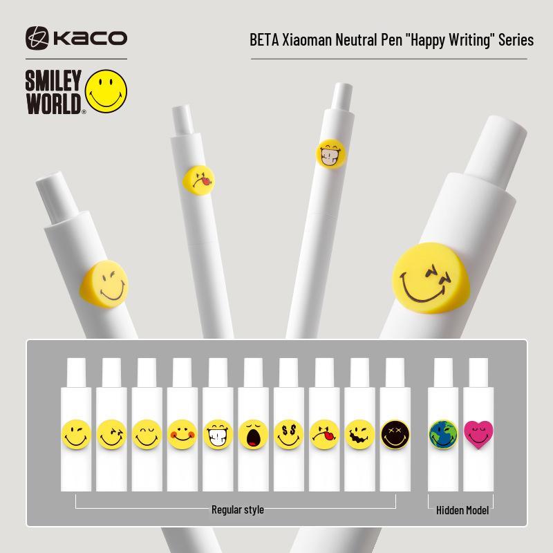 Lingyue x SMILEYWORLD Унисекс Быстросохнущая Черная Шариковая Ручка - Гладкая, Причудливая, Веселая 0.5mm