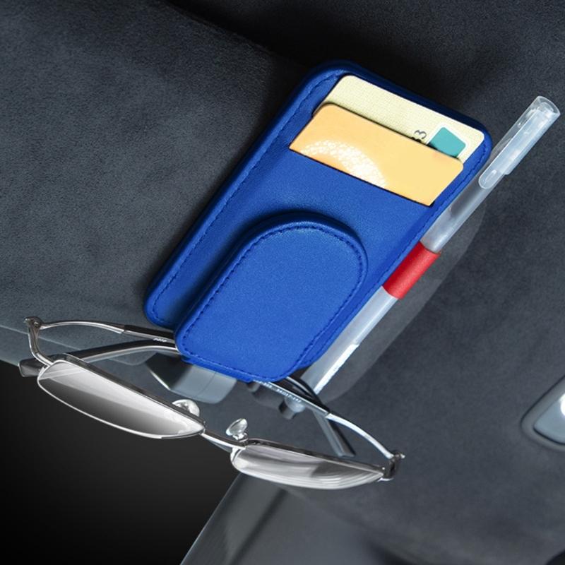 Leather Storage Clip Auto Interior Accessory Car Glasses Holder Card Clip Eyeglass Hanger Organizer Clip for Sun Visors