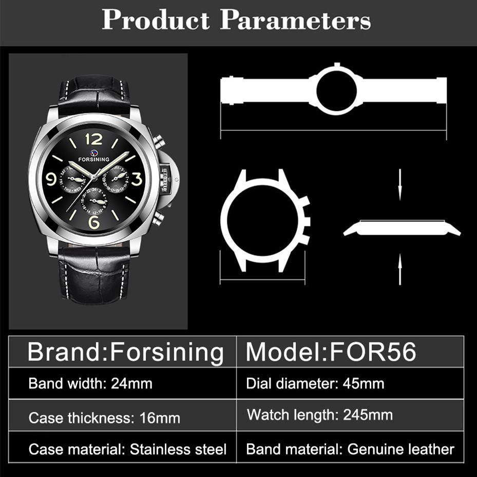 Fashion Forsining Top Brand Man Automatic Mechanical Men Luxury Classic Black Genuine Leather Band Watches Relogio Masculino