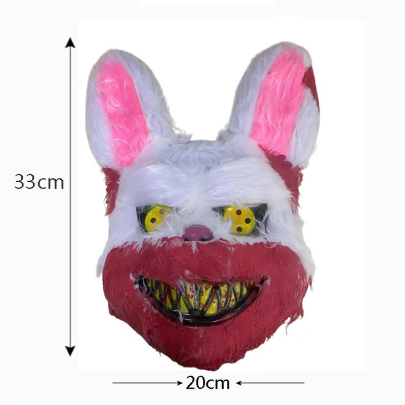 Plush Bunny Mask Scary Masks Durable Realistic Bloody Simulation Rabbit Headgear Performance Prop For Halloween Masquerades