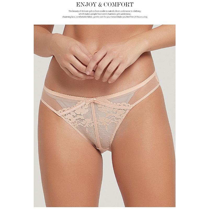 Sexy French Style Lace Bow Mesh Plus Size Low Waist Butt Lifting Womens Briefs
