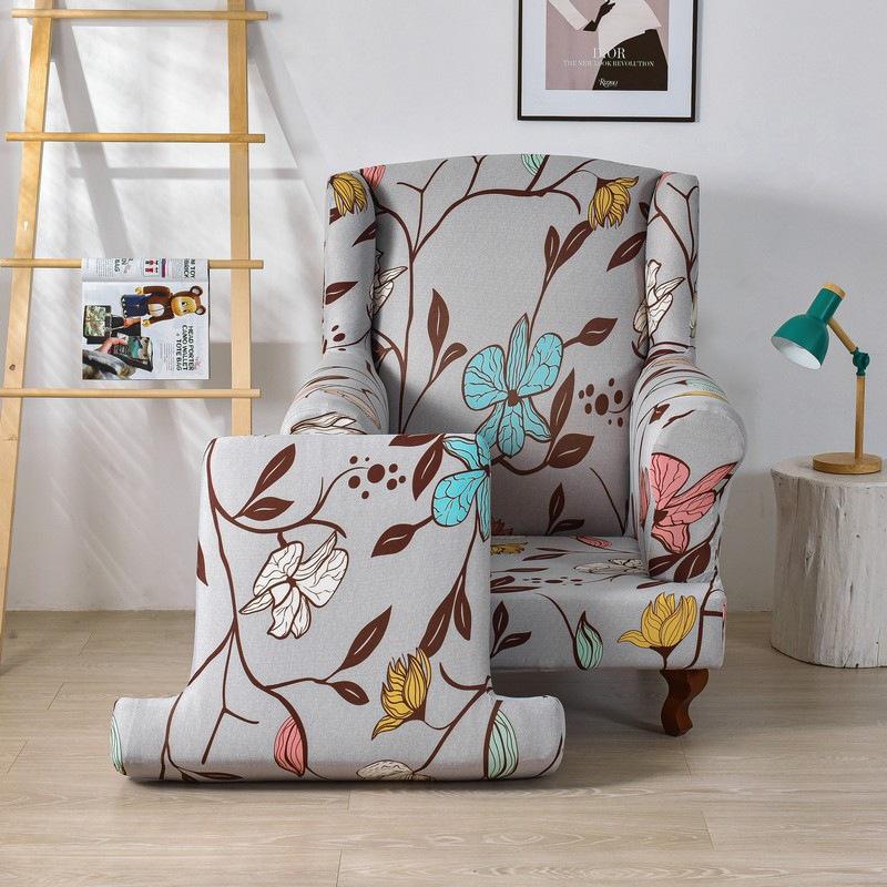 

Комплект из 2-х чехлов для кресел с подголовниками с принтом, эластичный чехол для кресла с подголовниками и эластичным нижним чехлом-захватом для защиты декора гостиной и спальни 2pcs/set