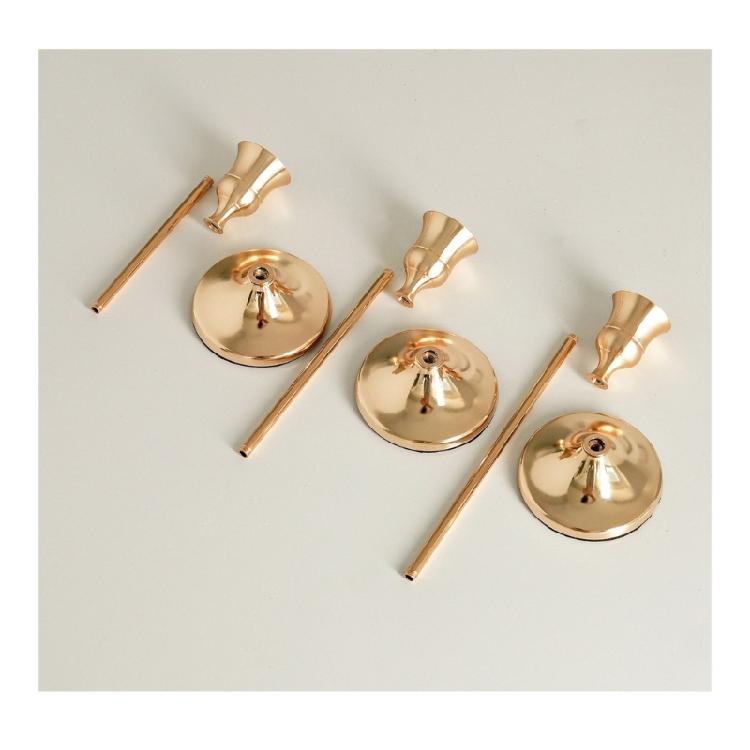 3Pcs Set of Elegant Candle Holders in Electroplated Aluminum Features Different Height for Versatiled Display