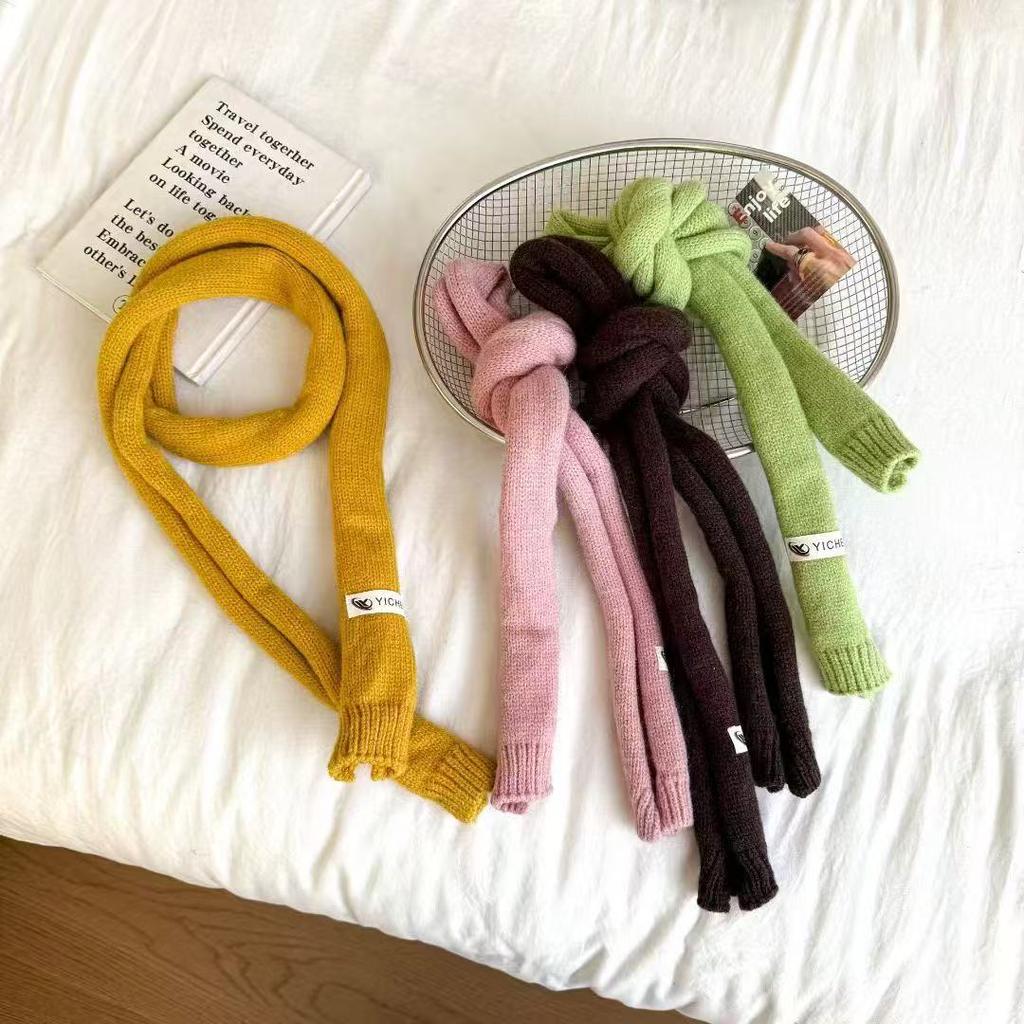 Fashion Blogger~ Korean ins Children's Small Scarf Autumn and Winter Foreign Style Fine Scarf Trendy Children's Babies Wear Scarves