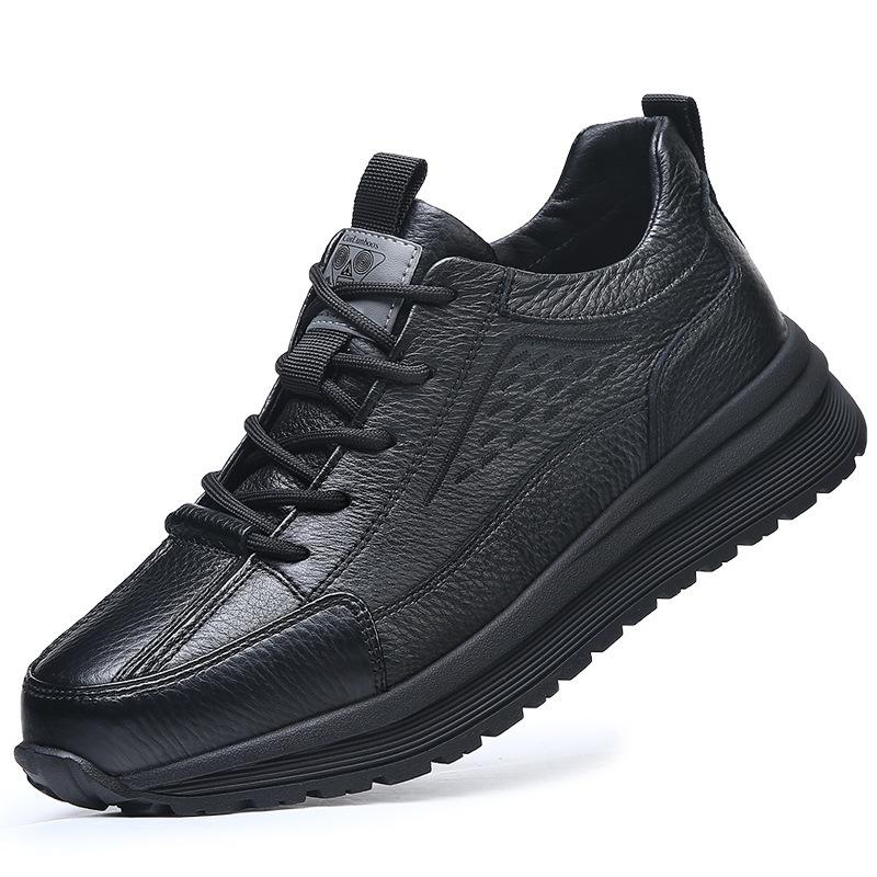 

7739 autumn new men s casual sports shoes first layer cowhide leather men s shoes running shoes non-slip rubber comfortable shoes 44