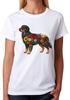 Floral Rottweiler Dog Graphic Ladies T-Shirt Botanical Animal Art Tee