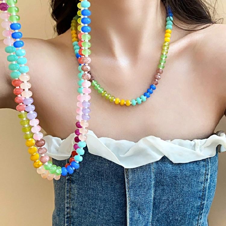 Unique Natural Stone Beadwork Necklace and Bracelet Gradient Color Gemstones Bead Accessories Stylish Party Jewelry