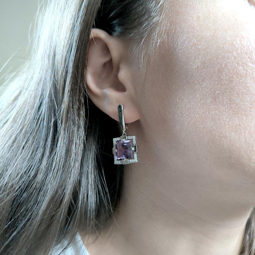 Silver Earrings with Natural Amethyst 9.4ct (2163206)