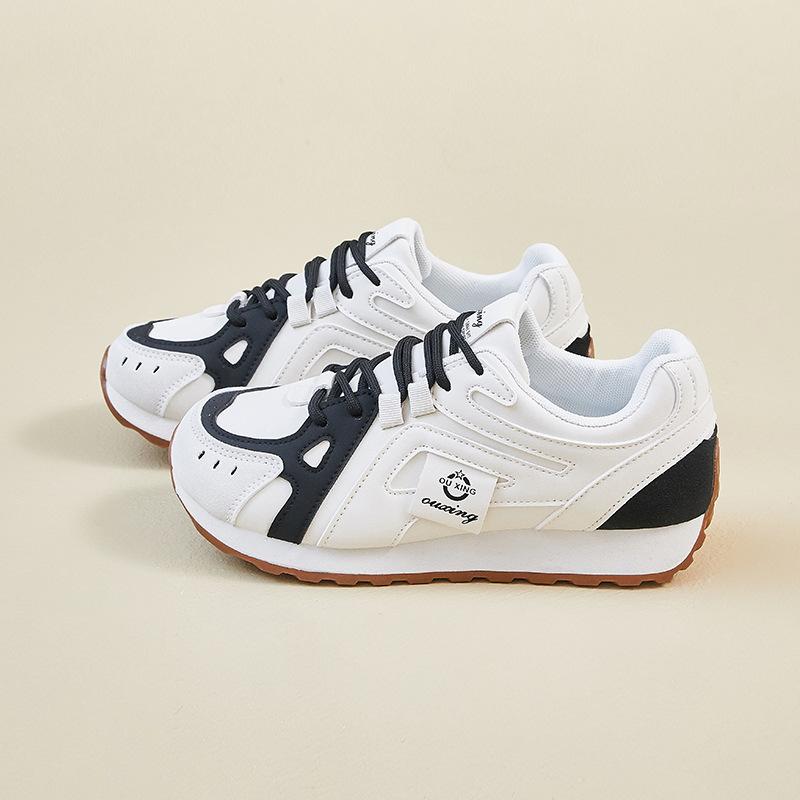 Casual Chunky Platform Sneakers for Women Breathable PU Leather Anti-Slip Sport Walking Shoes for Women Outdoor Comfortable Lace-up Tennis Sneakers