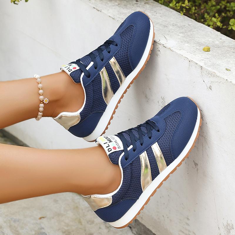 Fashion Lightweight Women's Casual Sports Shoes Fashion Striped Decor Breathable Sneakers Woman Plus Size Comfort Non Slip Walking Shoes