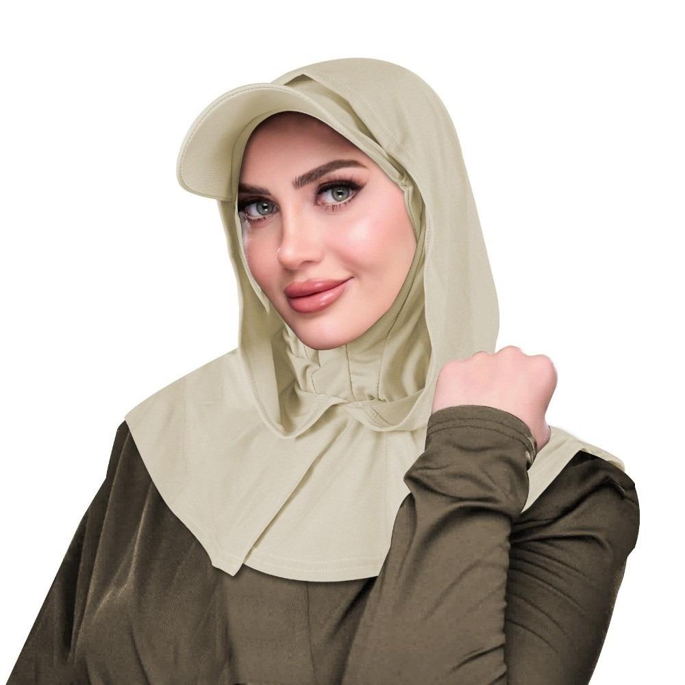 

Wide Brim Sun Hat with Hood Sun Protection Hijab Baseball Cap Head Wrap Turban Cap Summer Sports хаки