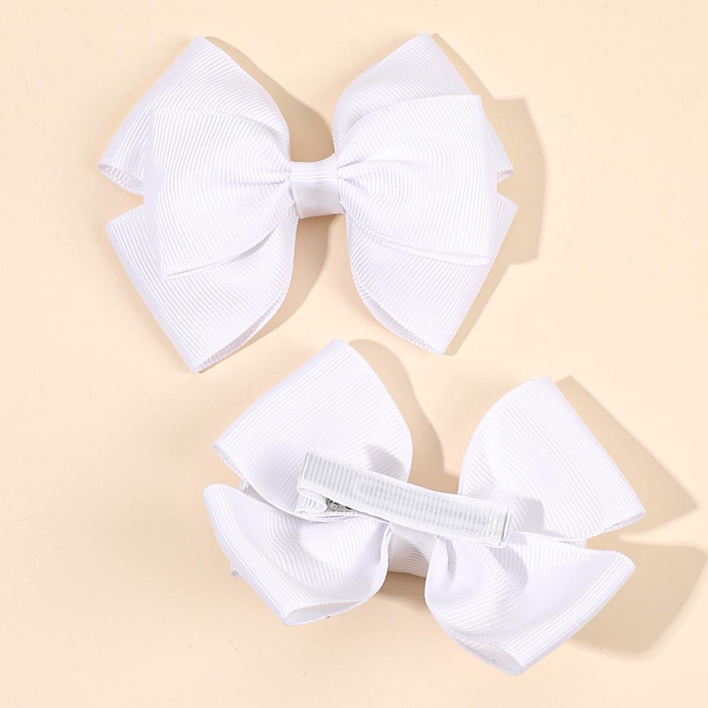 2Pcs Minimalist Solid Ribbon Bow Hairpin Grosgrain Barrettes Handmade Simple Everyday  Kids Headwear Accessories For Women Girls