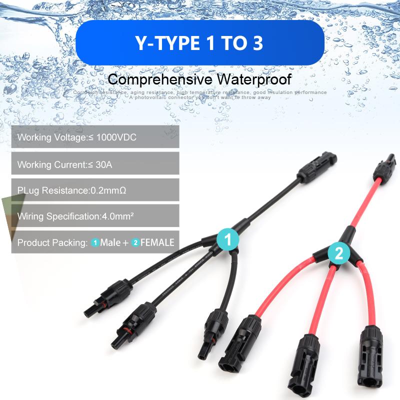 Solar Connector Photovoltaic Panel Adaptor Y Branch Plug 1 To 2 Parallel Connection of Battery Plate Assembly RV PV Group Line