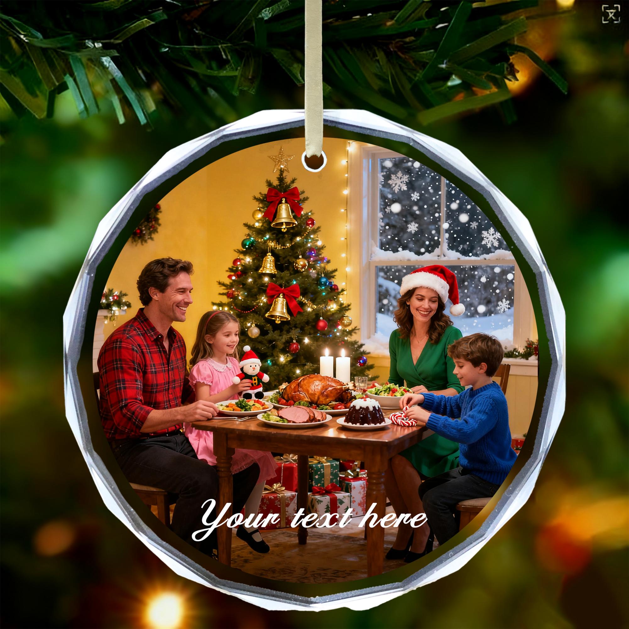 

Personalized Christmas Ornament ,Custom Photo Crystal Pendant, Unique Christmas Gift For Couples,Family Home Xmas Tree Decor single pendant
