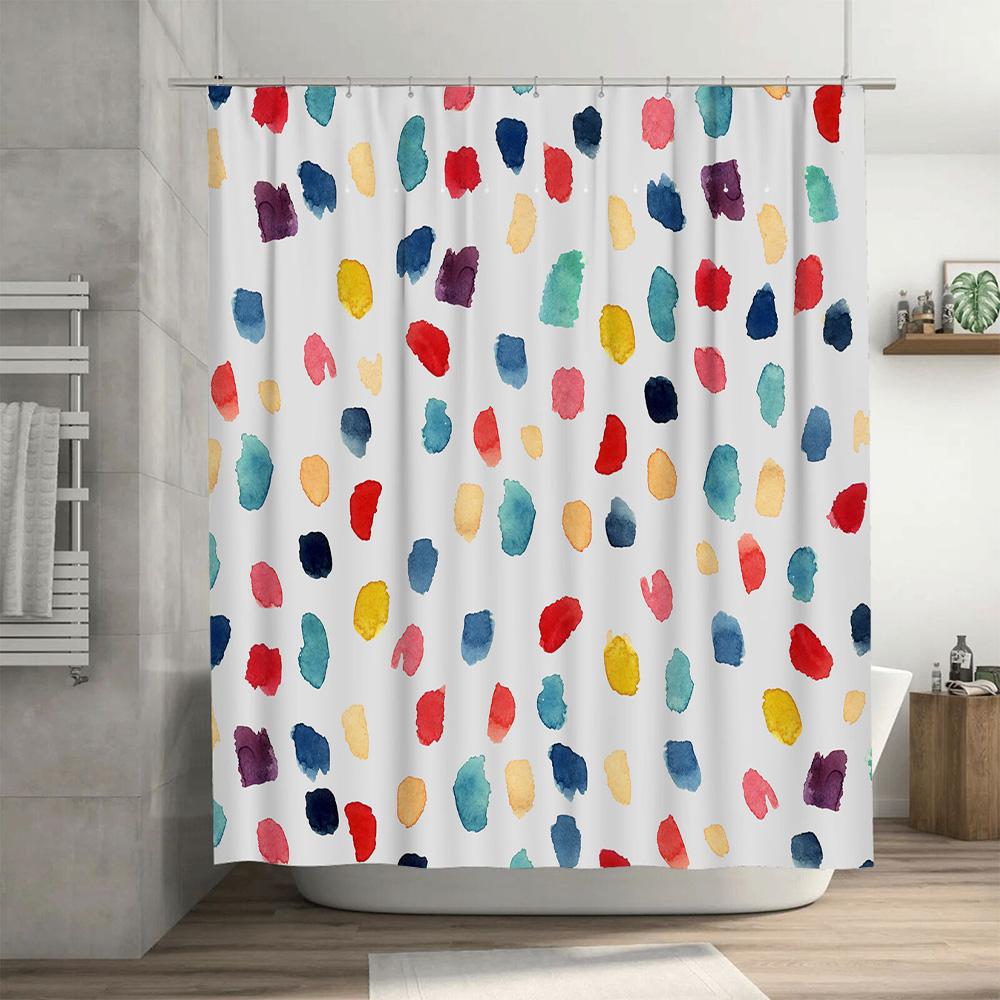 Brightly Colored Watercolor Dots Shower Curtain For Bathroom Decor Customizable Size Available On
