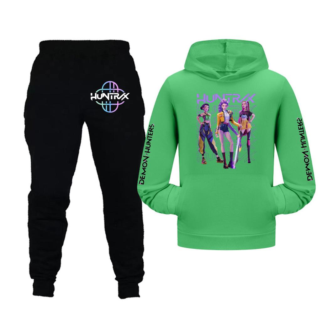 Kids Girls Long Sleeve Hooded Sweatshirt And Pants Set For Toddler And Big Kids 2Pcs Outfits
