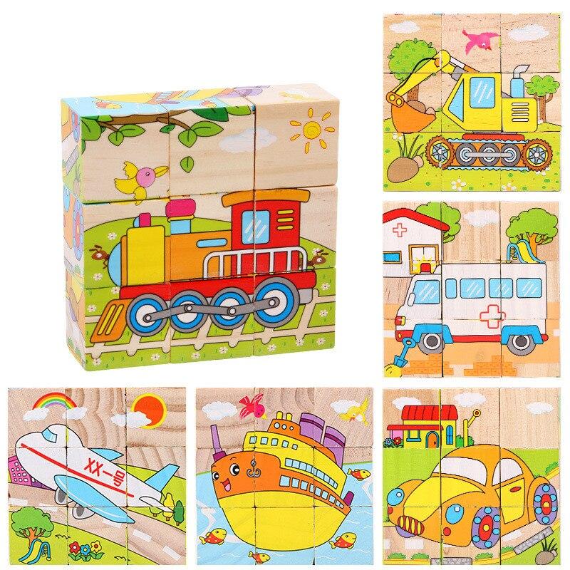 Baby Wooden Block Toys Animal Fruit Traffic Cognize Early Learning ...
