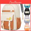 Xsyp Print Letter Backpack With Color Blocking Design For School Travel Use