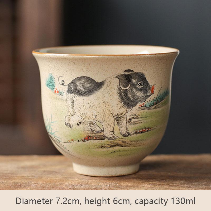 Chinese Ceramic Teaware Zodiac Tea Cups Vintage Pottery Ceremony KungFu Teacups Tea Wine Mug Espresso Coffee Cup